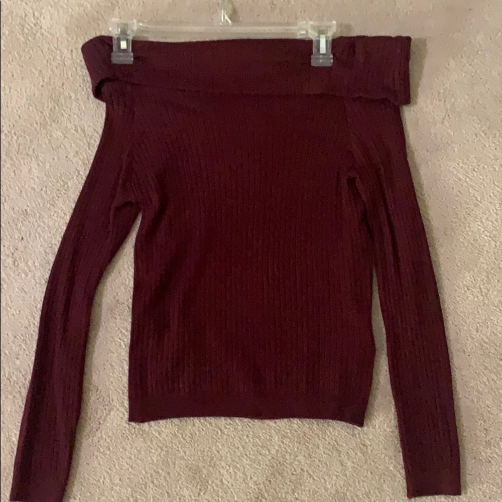 off the shoulder long sleeve sweater